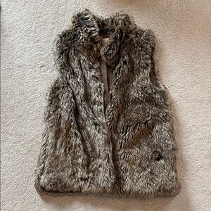 Zara Girls - Faux Fur Vest in Brown and Gray - size 13/14